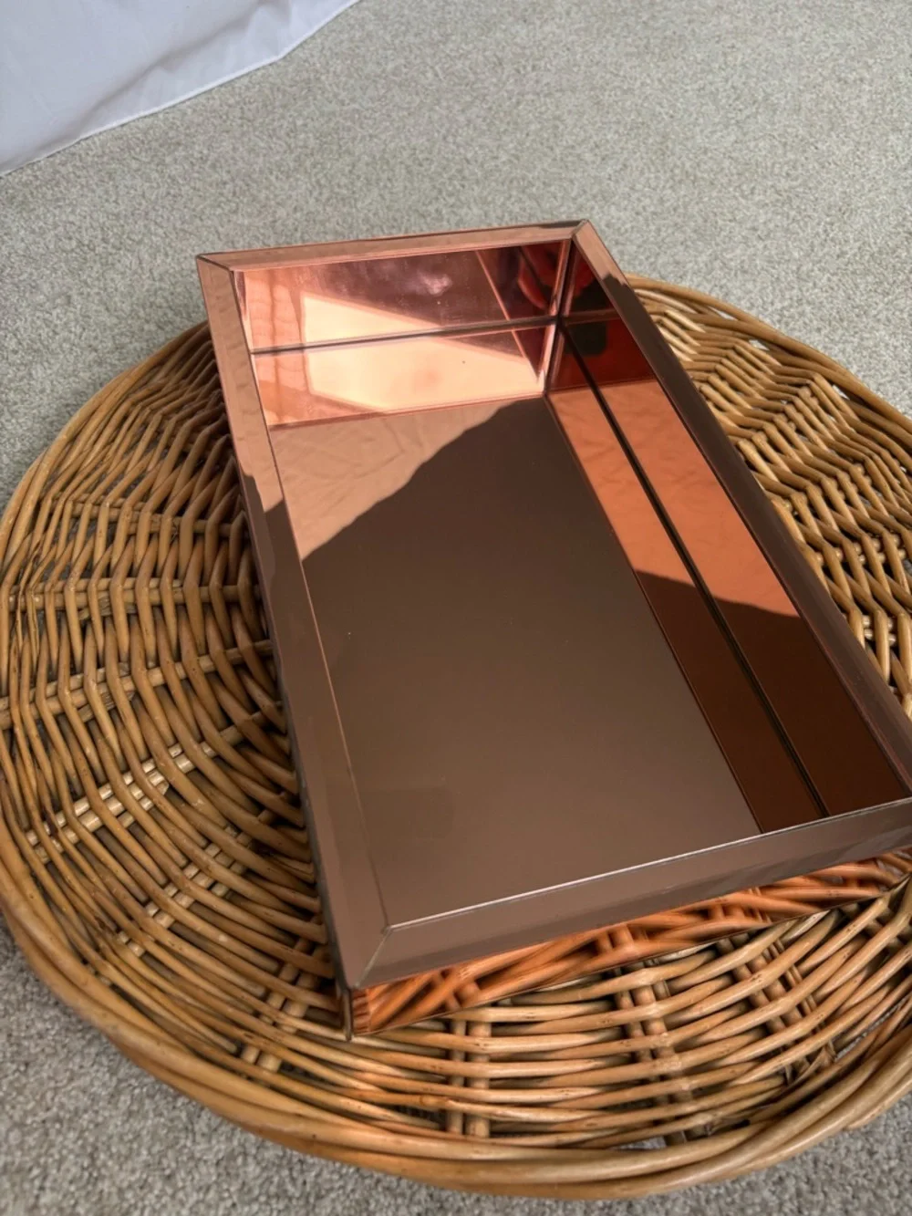 Target Copper Colored Mirrored Felt Lined Heavy Household Tray